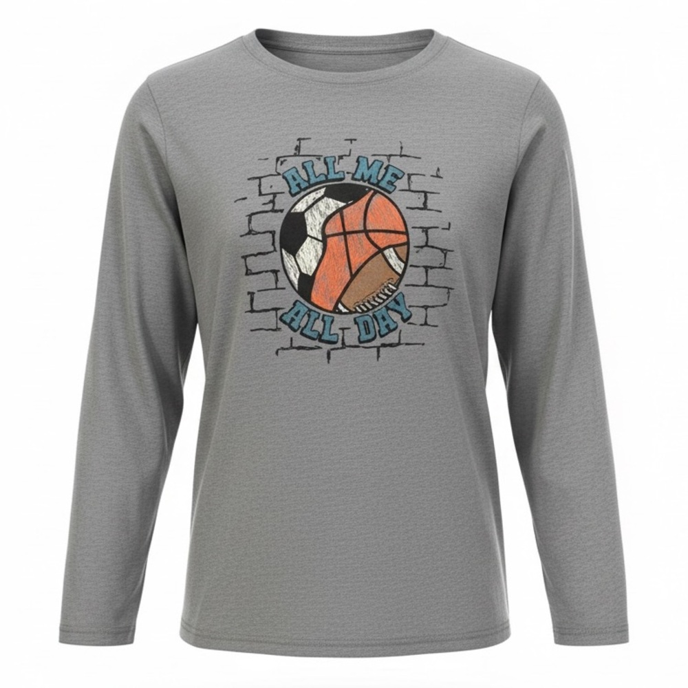 Cat & Jack ‘All Me All Day’ Light Gray Long Sleeve Tee XL (14) NWT